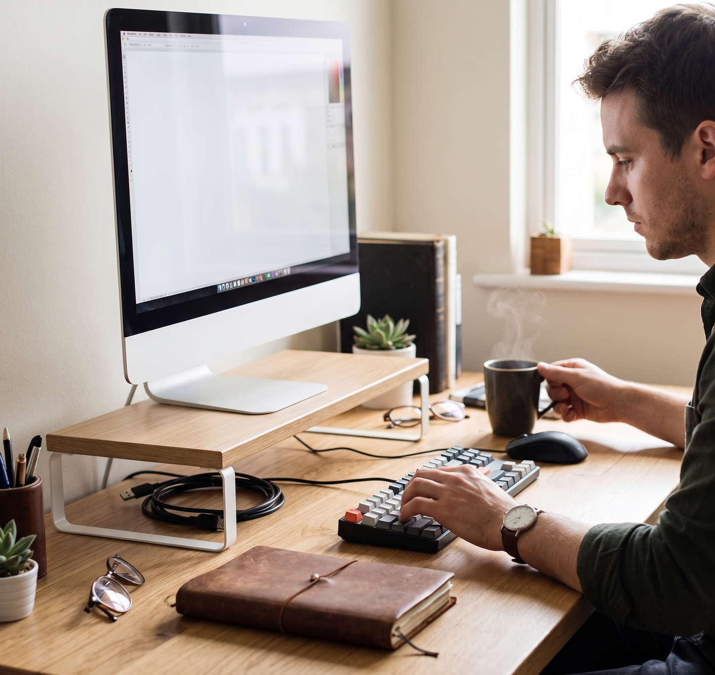 Matte Black Monitor Stand | Heavyweight Desk Organization