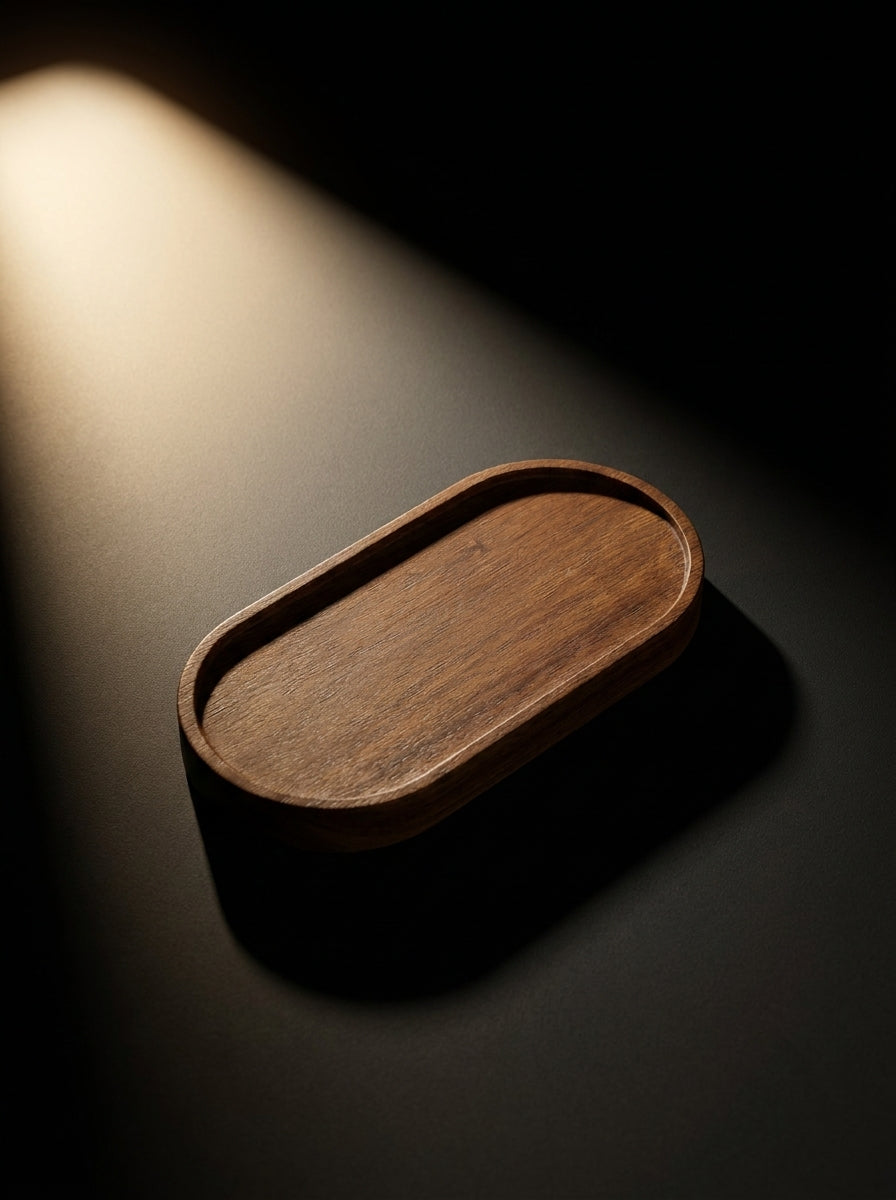 Solid Wood Oval Tray | Workspace Clutter Organization