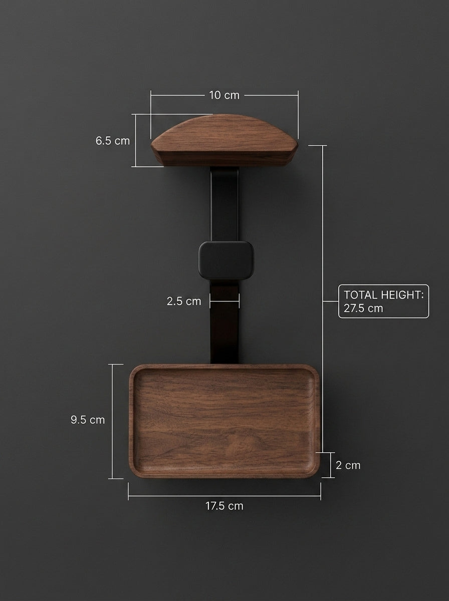 Solid Wood Headphone Stand | Vertical Desk Catchall