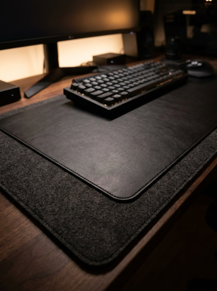 Cork-Backed Leather Desk Pad | Anti-Slip Workspace Blotter