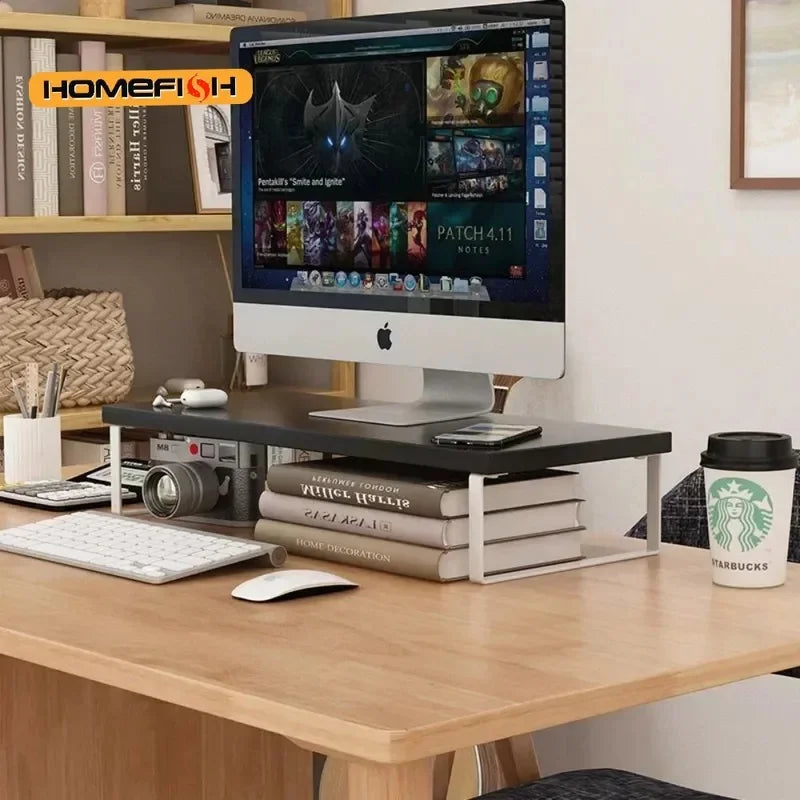 Computer Monitor Elevated Storage Rack, Desktop Stand with Base, Creative Office Organizer for Home & Office Supplies
