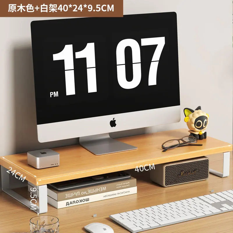 Computer Monitor Elevated Storage Rack, Desktop Stand with Base, Creative Office Organizer for Home & Office Supplies