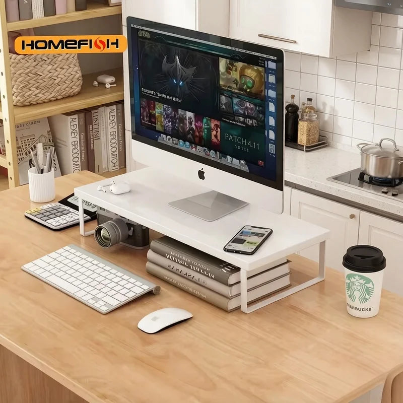 Computer Monitor Elevated Storage Rack, Desktop Stand with Base, Creative Office Organizer for Home & Office Supplies