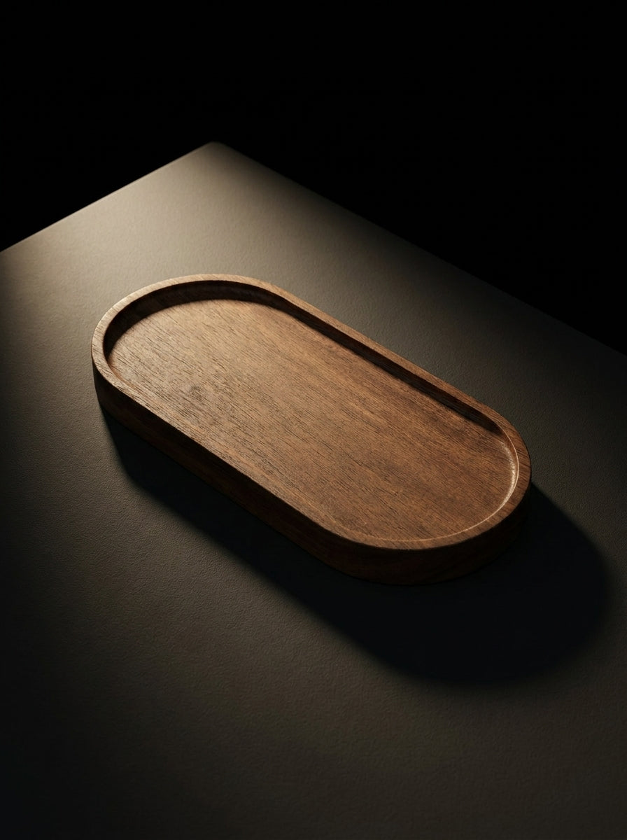 Solid Wood Oval Tray | Workspace Clutter Organization