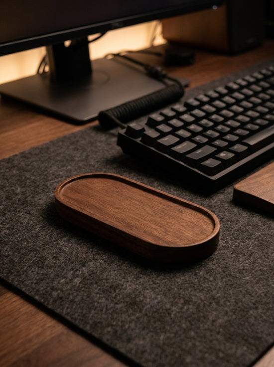 Solid Wood Oval Tray | Workspace Clutter Organization