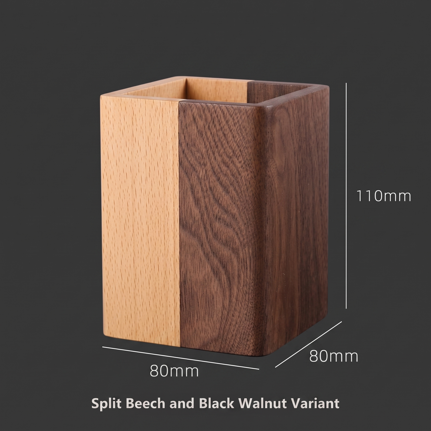Solid Wood Pen Holder Block | Heavyweight Desk Organization