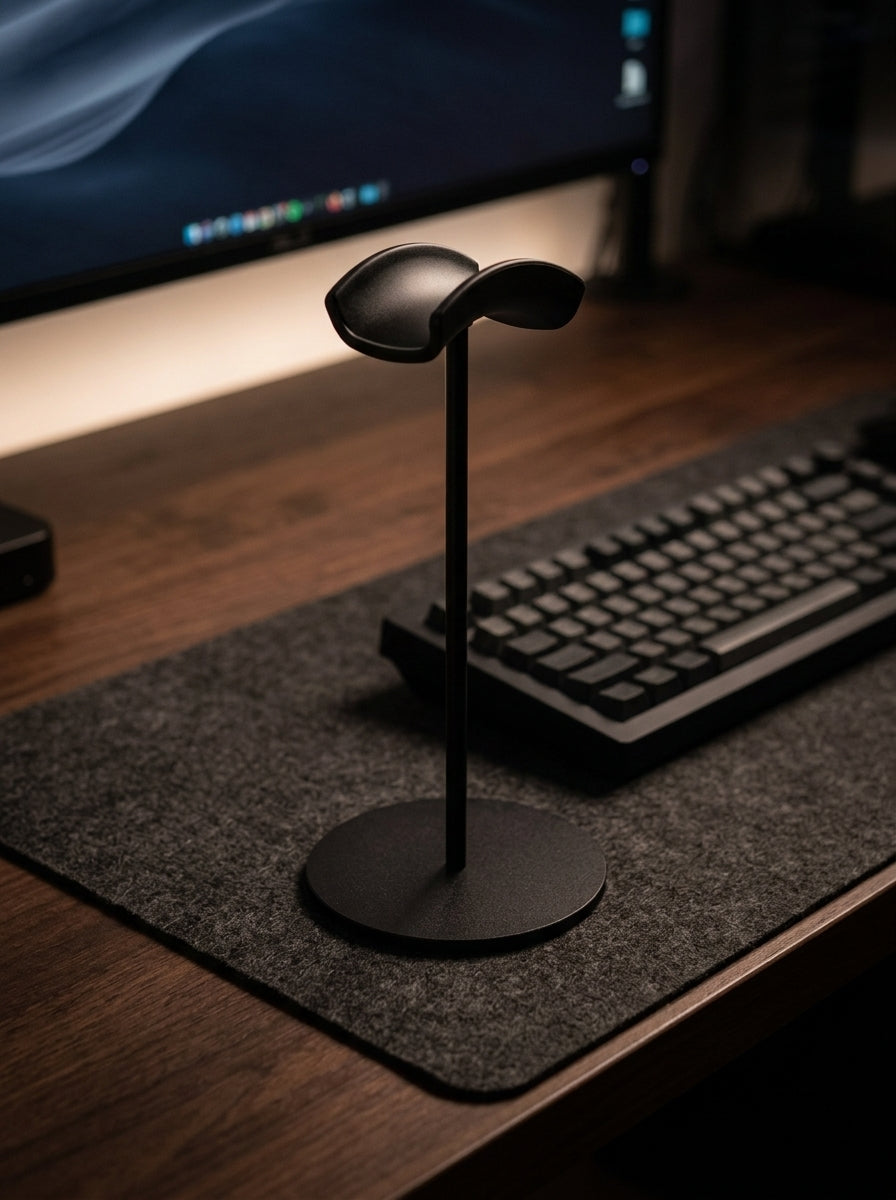 Solid Aluminum Headphone Stand | Vertical Desk Organization