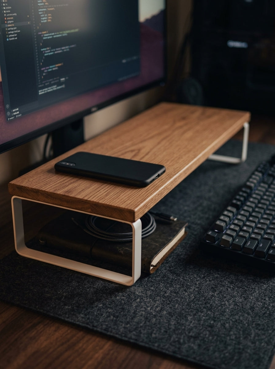 Matte Black Monitor Stand | Heavyweight Desk Organization