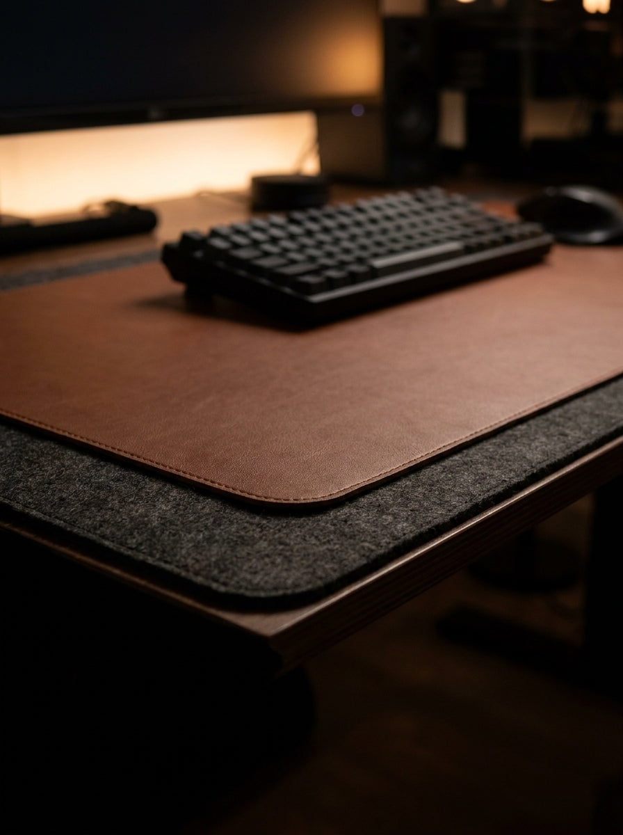 Cork-Backed Leather Desk Pad | Anti-Slip Workspace Blotter