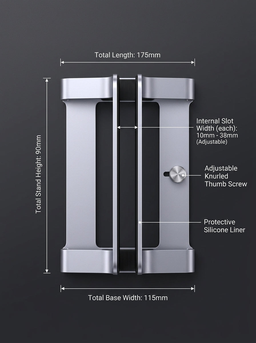 Solid Aluminum Vertical Laptop Dock | Space-Saving Desk Organization