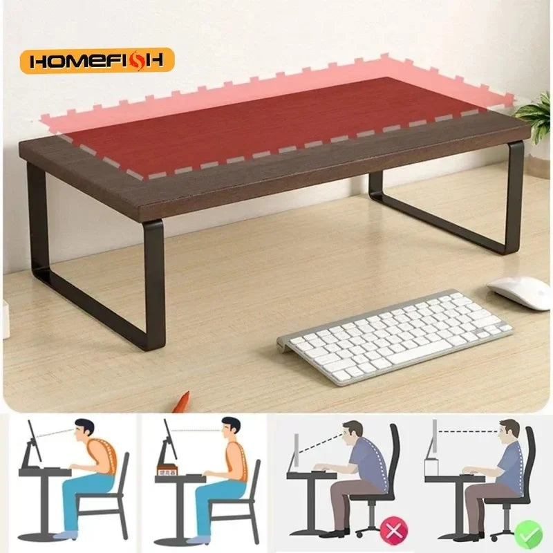 Computer Monitor Elevated Storage Rack, Desktop Stand with Base, Creative Office Organizer for Home & Office Supplies