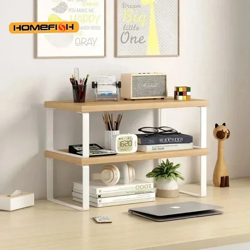 Computer Monitor Elevated Storage Rack, Desktop Stand with Base, Creative Office Organizer for Home & Office Supplies
