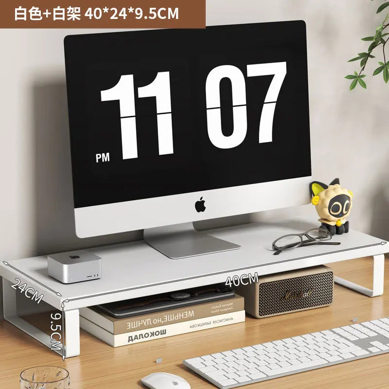 Computer Monitor Elevated Storage Rack, Desktop Stand with Base, Creative Office Organizer for Home & Office Supplies
