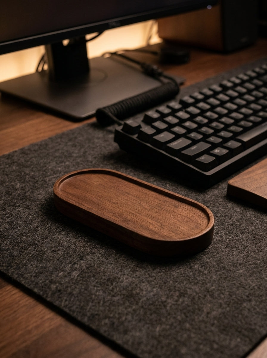 Solid Wood Oval Tray | Workspace Clutter Organization